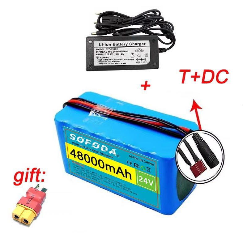 แบตเตอรี่ลิเธียม  24V 30AH/48AH/100AH  แบต 1000W E-bike 29.4V  BMS + charger  แบตเตอรี่ไอออนแท้ Batt