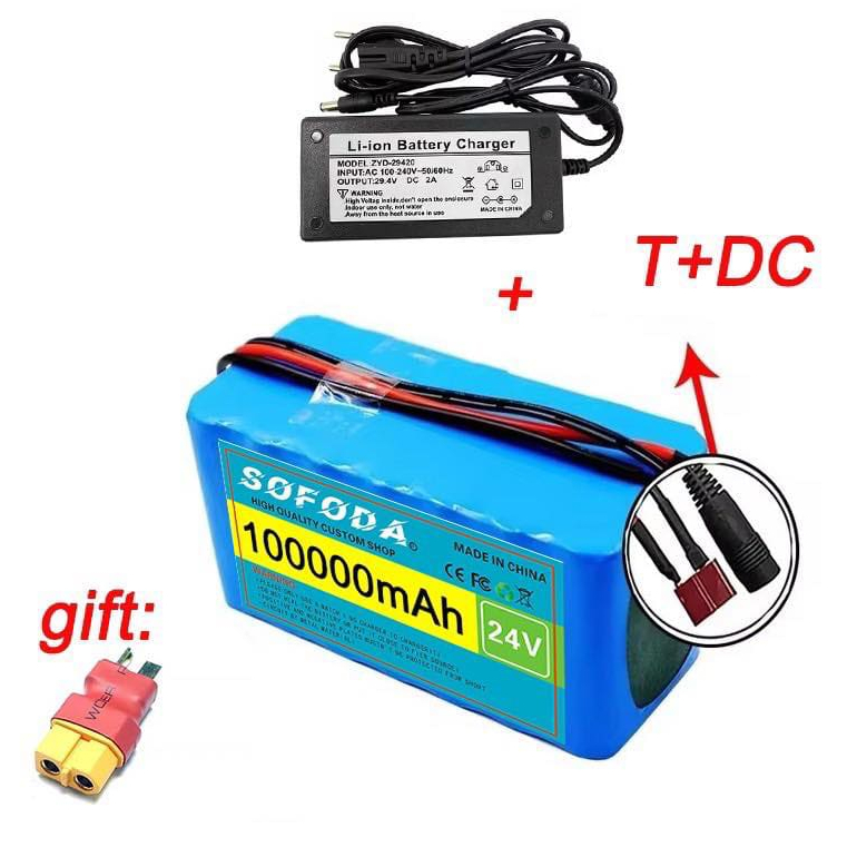 แบตเตอรี่ลิเธียม  24V 30AH/48AH/100AH แบตเตอรี่ 1000W E-bike 29.4V BMS + charger แบตเตอรี่แท้  แบตเต