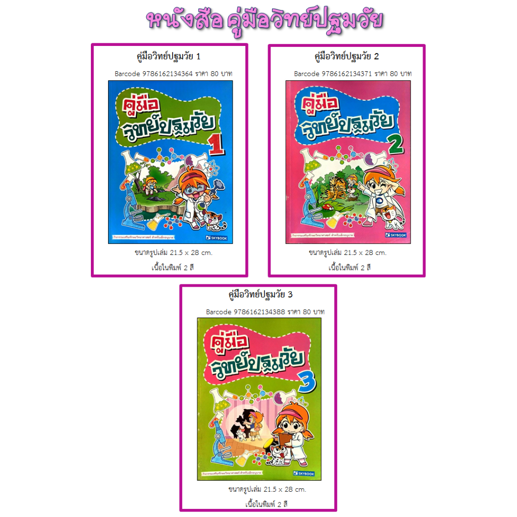 คู่มือวิทย์ปฐมวัย1, คู่มือวิทย์ปฐมวัย2, คู่มือวิทย์ปฐมวัย3