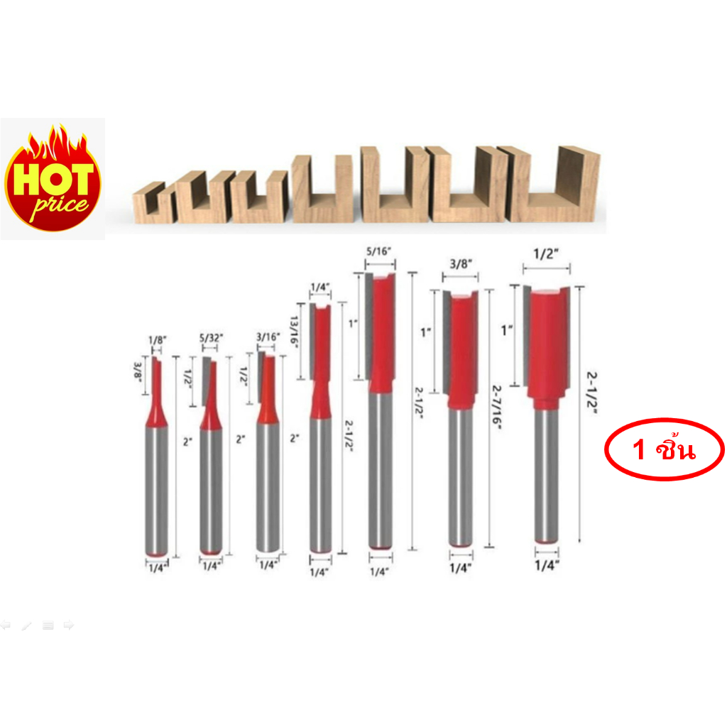 ดอกกัดเราเตอร์ แบบฟันตรง (Router Bit) สําหรับงานไม้