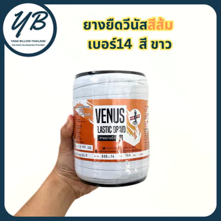 ยางยืดวีนัสฉลากสีส้ม ยางวีนัสม้วนใหญ่ Venus ยางคอร์ด สีขาว/สีดำ เบอร์ 4-6-8-10-12-14-16
