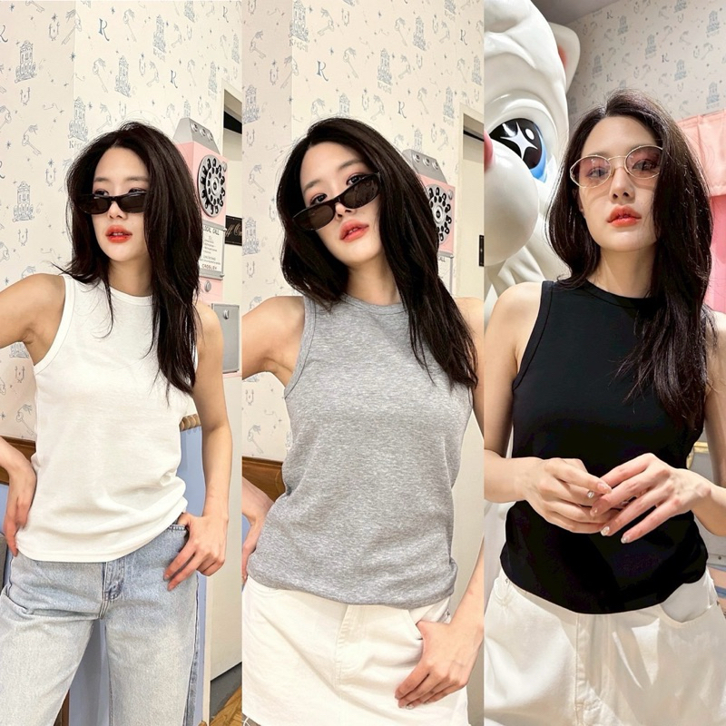 Basic tank top •  เสือ้อกล้ามคอกลม งานทออย่างดี ทรงสวยมากคะ เนื้อผ้ายืดหยุ่นได้เยอะเก็บทรง