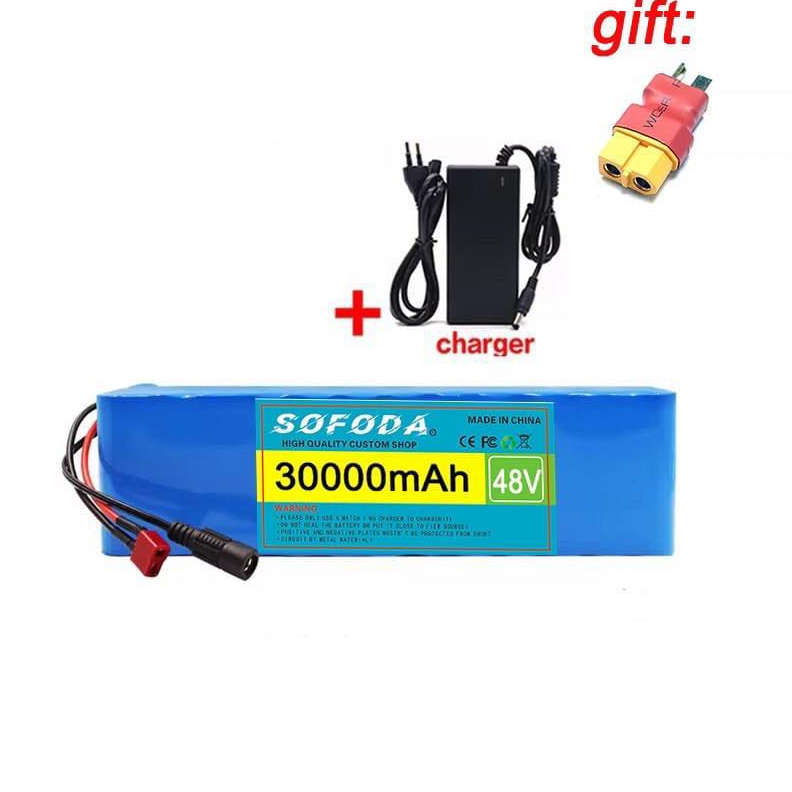 แบตเตอรี่ลิเธียม 48V 30AH/48AH/100AH  แบตเตอรี่ 1000W E-bike 54.6V BMS + charger  แบตเตอรี่แท้  แบตเตอรี่รถไฟฟ้า  D001
