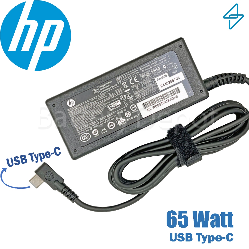 HP Adapter ของแท้ HP 20V/3.25A 65W หัว Jack USB Type-C สายชาร์จ HP, อะแดปเตอร์