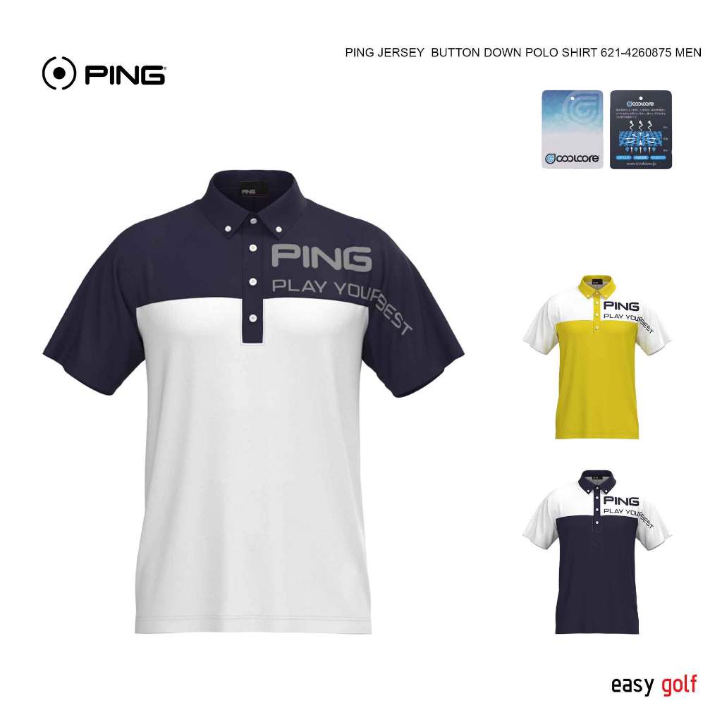 PING JERSEY  BUTTON DOWN POLO SHIRT  PING MEN'S เสื้อกีฬากอล์ฟผู้ชาย 621-4260875