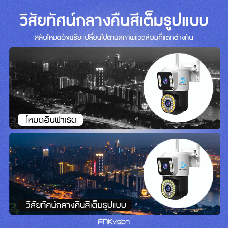 (รับประกัน 1 ปี)YOOSEE กล้องสองเลนส์ WiFi หน้าจอคู่ 2กล้อง ดูพร้อมกันได้ Full HD ​5MP กลางคืนภาพสี กล้องวงจรปิดไร้สาย