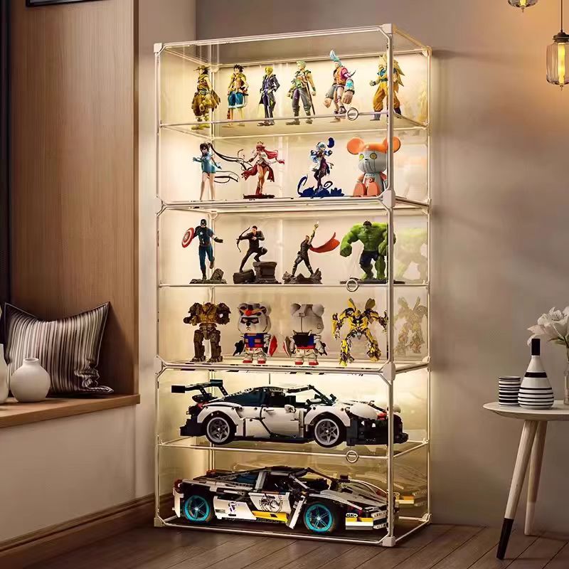 kaman ตู้โชว์พลาสติกใส ตู้โชว์โมเดลDIY  4 - 8 ชั้น มีประตูเปิด-ปิดและเก็บของได้หลากหลาย PVC พร้อมความจุขนาดใหญ่