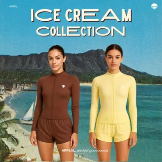 ใหม่!☀️APPEAL🌊 Ice Cream Collection เสื้อว่ายน้ำผู้หญิง Feel the Beach Rashguard แขนยาว กันUV มีซิป มีซับใน ฟองน้ำ P080