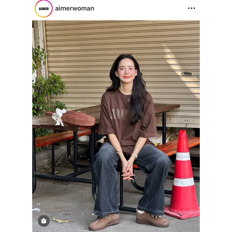 (ผ่อนได้)  used 📍AIMER - AIMER Logo T-Shirt Tone on Tone ส่งต่อเสื้อยืด🐻🌻