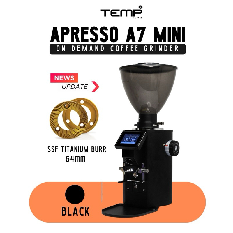 เครื่องบด APRESSO A7 mini Grinder 64mm SSF TITANIUM  (Black)