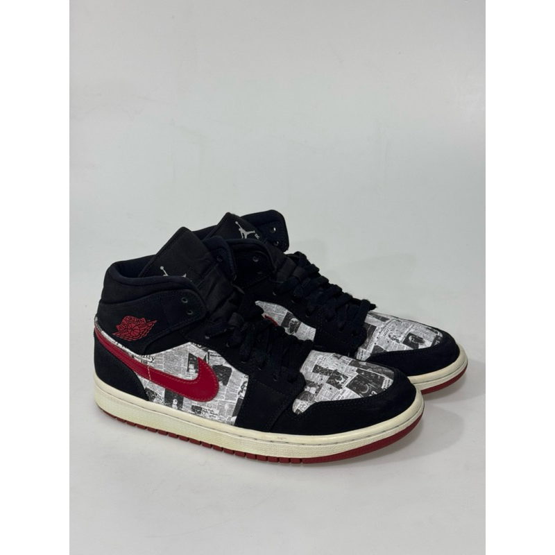 ไนกี้ Jordan 1 Mid Newspaper Air Times 8US มือสอง แท้