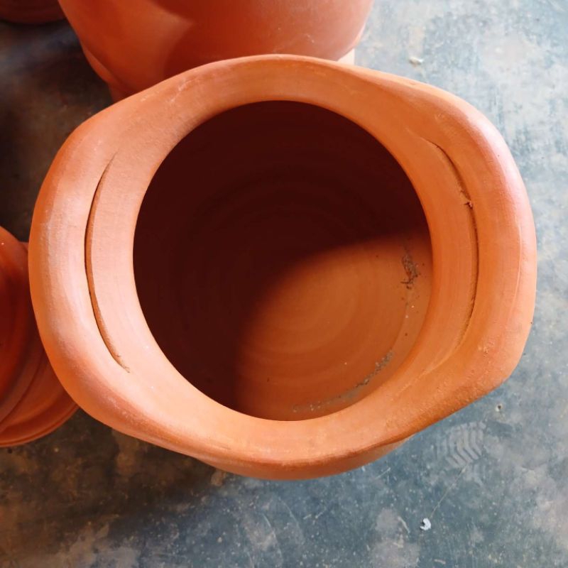 หม้อดินเผามีหูพร้อมฝาปิด  หม้อต้มยา ทำขนม ใส่น้ำยาขนมจีน - รูปที่ 5