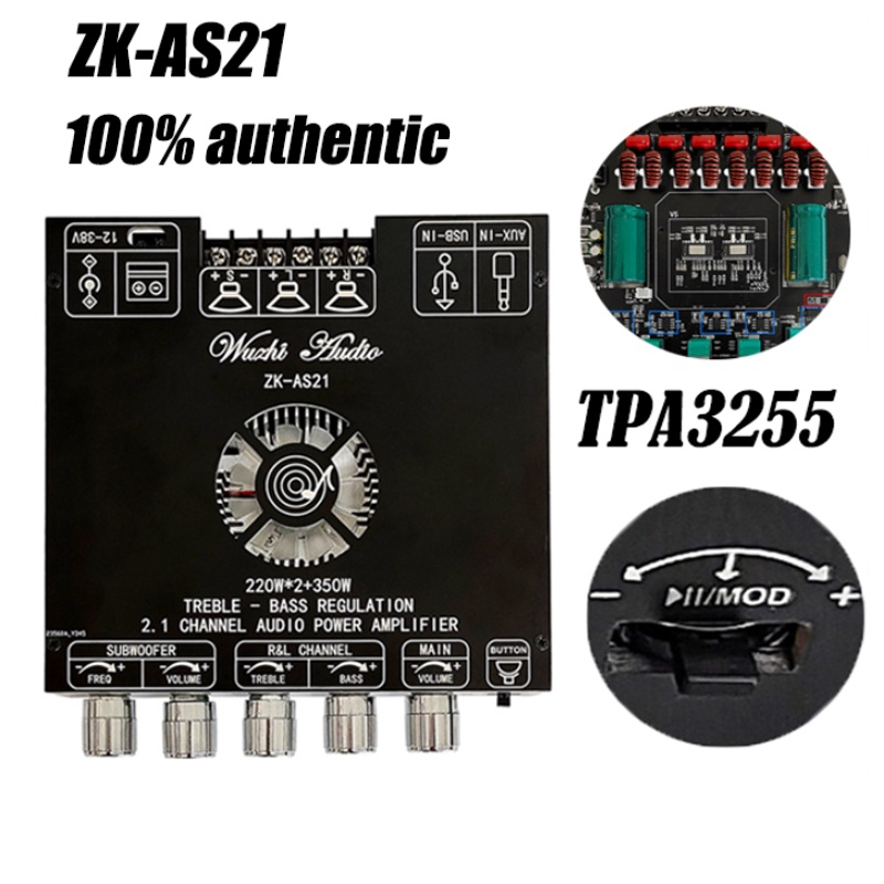 ZK-AS21 บอร์ดขยายสัญญาณเสียงบลูทูธ แอมจิ๋วบลูทูธ แอมจิ๋ว แอมป์จิ๋ว ซับวูฟเฟอร์ แอมป์จิ๋ว 220W*2 + 350W รองรับ APP USB