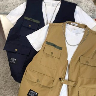 เสื้อกั๊กญี่ปุ่นสไตล์วินเทจสุดคูล! 🔥 ซิป工装风+ทรงหลวมเซอร์ๆ ใส…