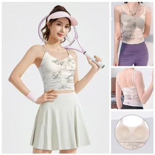 ArayaLady รุ่น AB-JYMB062 เสื้อบราโยคะ สายเดี่ยวฟิตเนส มีฟองน้ำ เสื้อสายเดี่ยวออกกำลังกายลายดอก แฟชั่นกีฬา