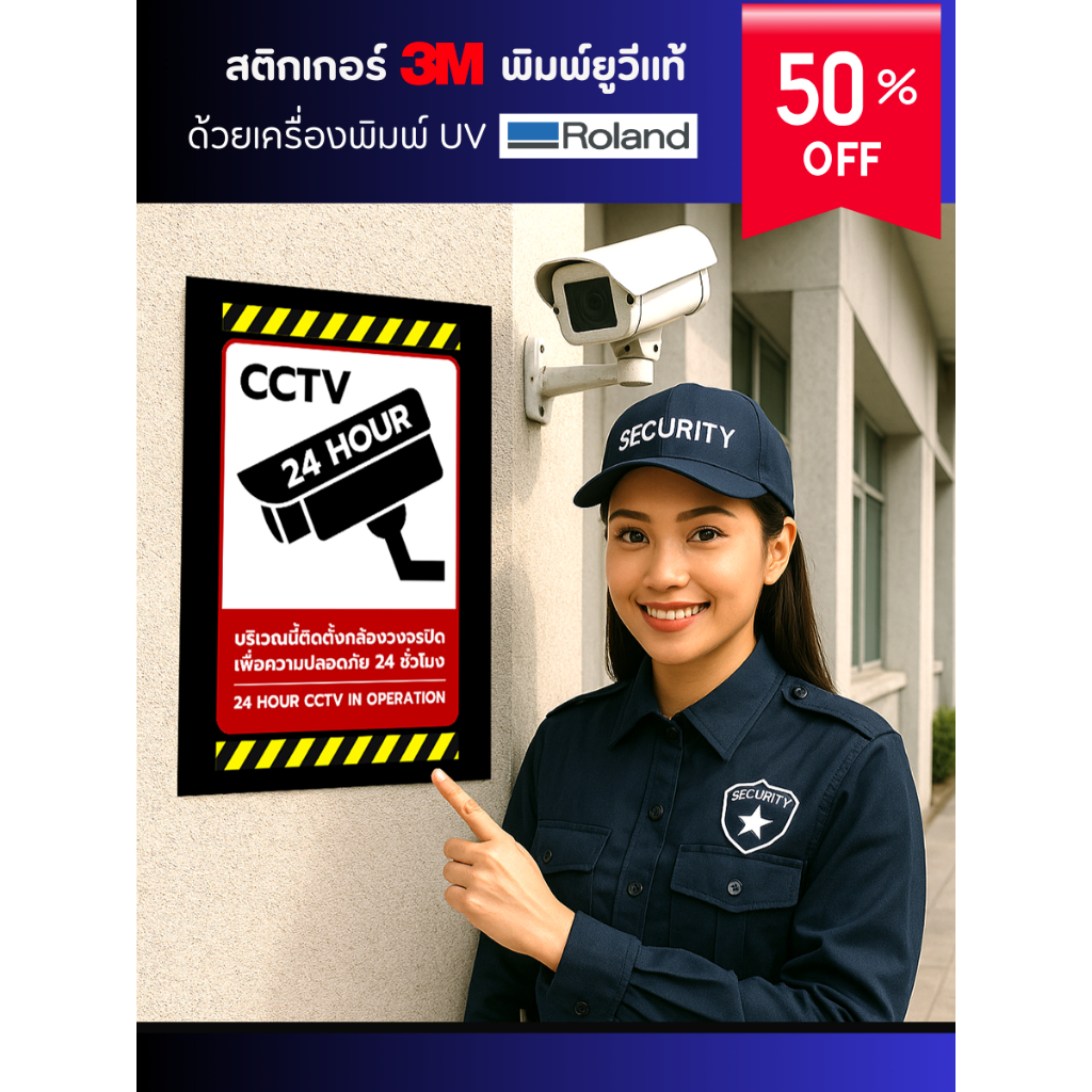 สติกเกอร์กล้องวงจรปิด ป้ายเตือนกล้องวงรปิด ป้าย CCTV กล้องวงจรปิด สติกเกอร์ป้ายเตือนกล้องวงรปิด  สติกเกอร์ 3M พิมพ์ UV ราคา ถูกที่สุด ดีลบีเคเค แกลเลอรีภาพที่ 4