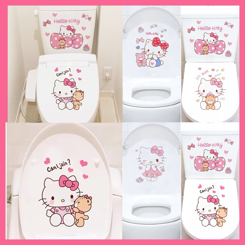 สติกเกอร์ติดฝาชักโครกคิตตี้ kitty