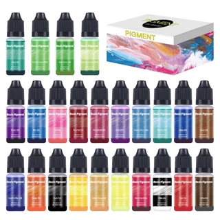 24 สีเอสเซ้นส์สีอัญมณีใส 10 มล. กาวเรซินอีพอกซี DIY เอสเซ้นส์สีอเนกประสงค์ เอสเซ้นส์สีuv