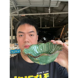 ชามใบบัวเซรามิก ชามก๋วยเตี๋ยว ชามร้านอาหารคาเฟ่ ขนาด 7.5 นิ้ว สีเขียว เนื้อสโตนแวร์ stoneware ออกใบกำกับได้ รหัส 41025