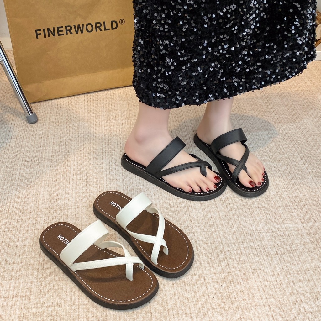 D329 รองเท้าแตะสายไขว้ แบบสวมนิ้วโป้ง ใส่สบาย