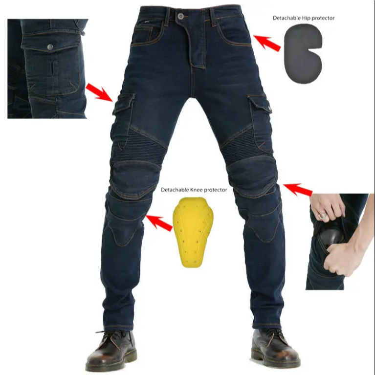 OMO Jeans กางเกงยีนส์ เซฟตี้ สำหรับ ขี่มอเตอร์ไซค์ ผ้ายืด ทรงสวย ใสสบาย พร้อมการ์ด CE Protection 4 จุด หัวเข่า สะโพก