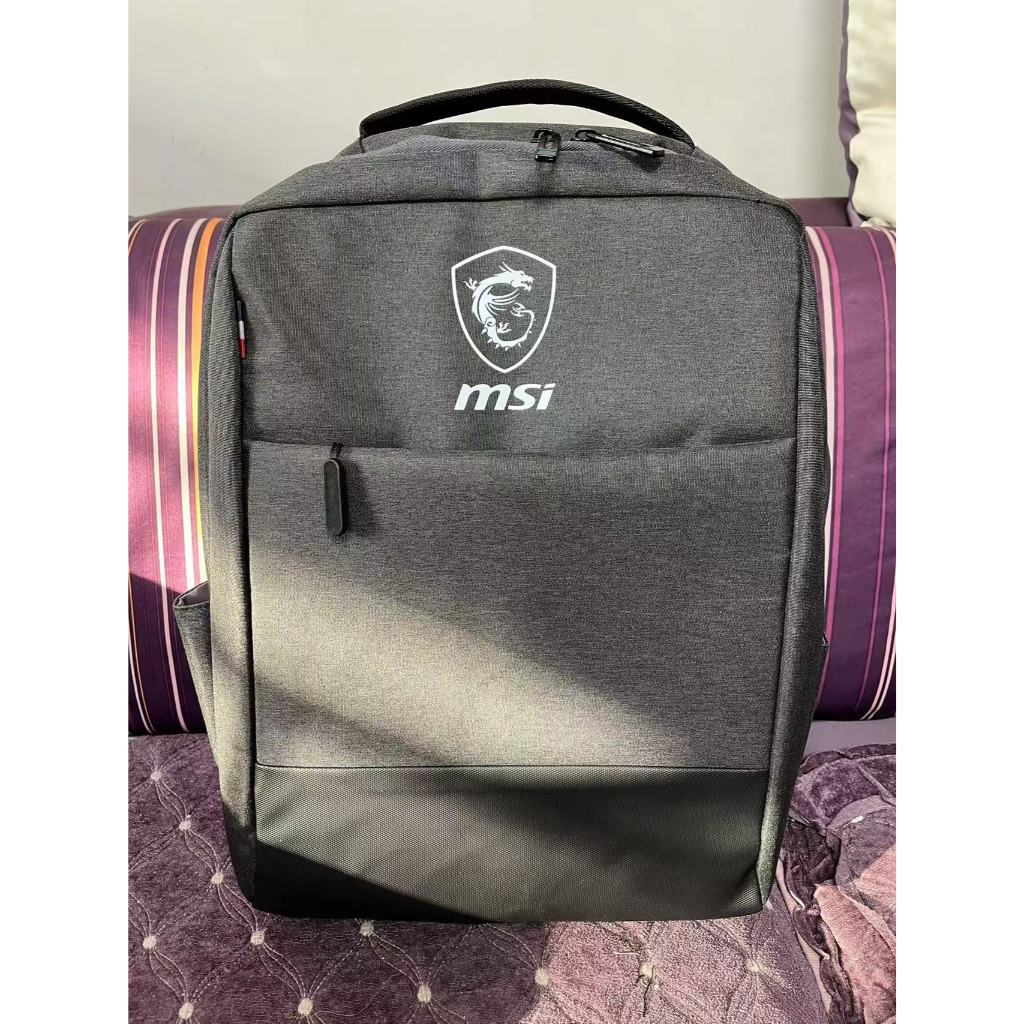 Angel Fit MSI laptop bag กระเป๋าแล็ปท็อป กระเป๋าเป้สะพายหลังคอมพิวเตอร์ ขนาดพอดี 15.6 นิ้ว สีเทา bac