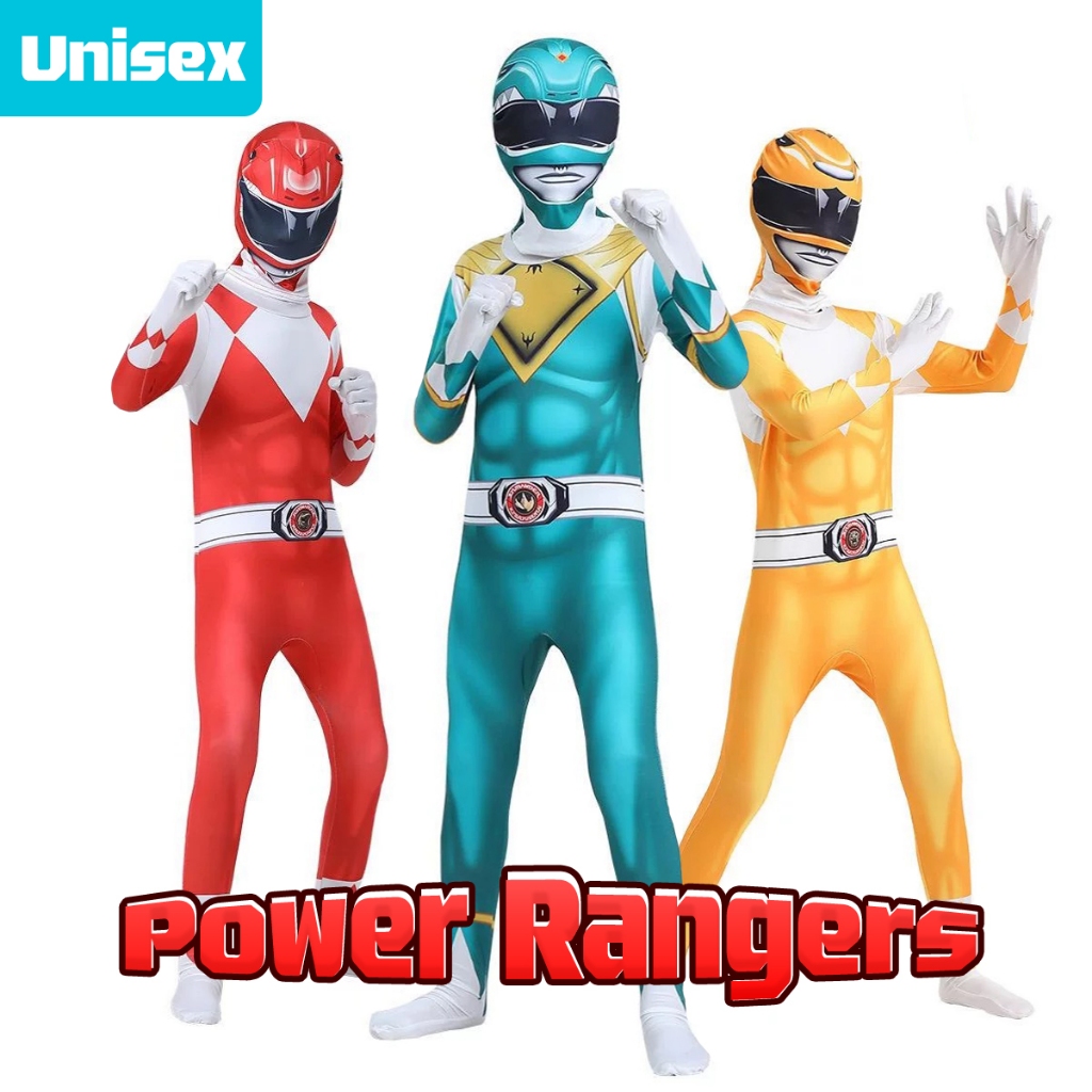 Power Rangers ชุดพาวเวอร์เรนเจอร์ส ซูเปอร์ฮีโร่ ชุดคอสเพลย์ ชุดมาสไรเดอร์ ชุดแฟนซี ปาร์ตี้ฮาโลวีน