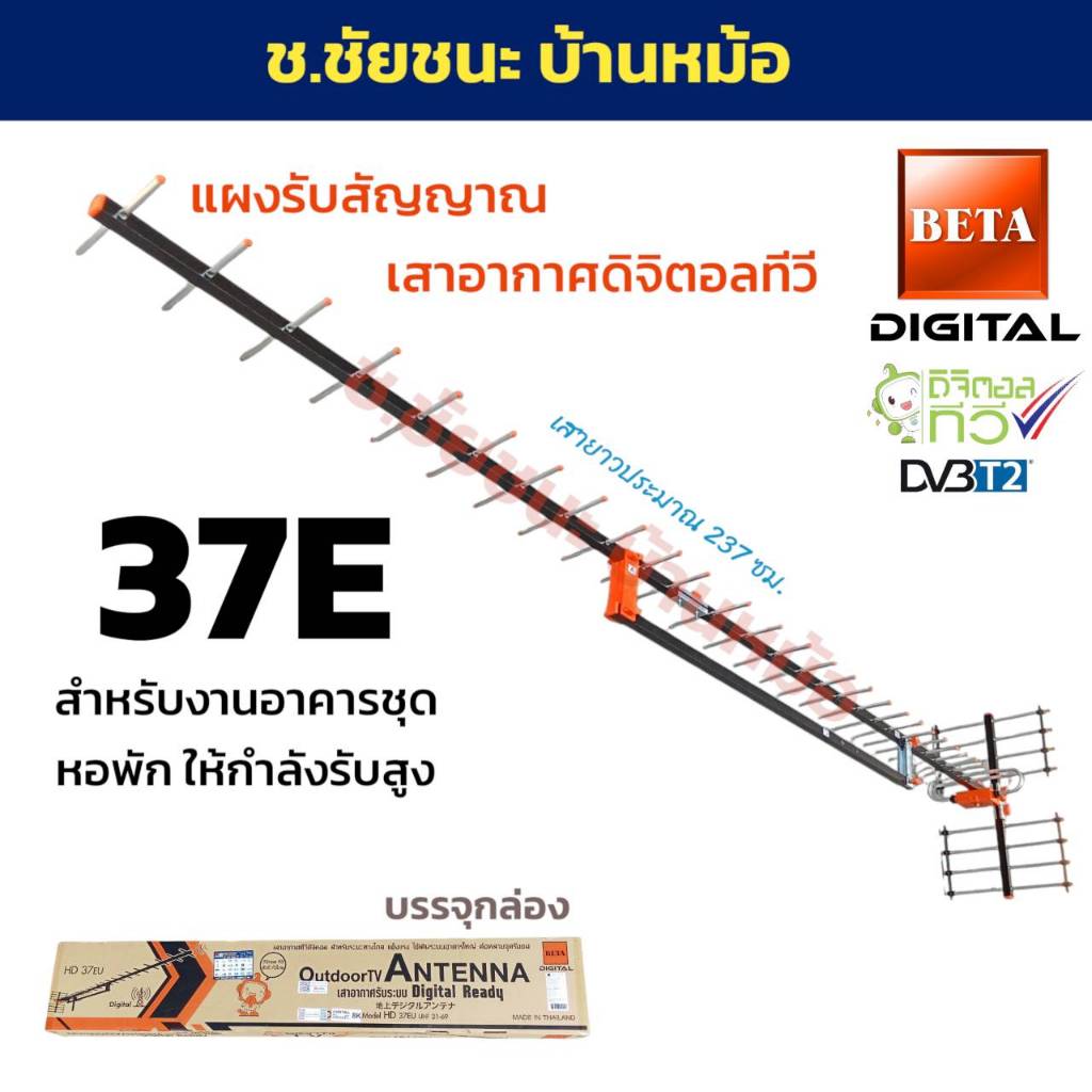 BETA 37E แผงรับสัญญาณเสาอากาศทีวีดิจิตอล DVB-T2 แผงใหญ่ สำหรับงานอาคารชุด หอพัก คอนโด