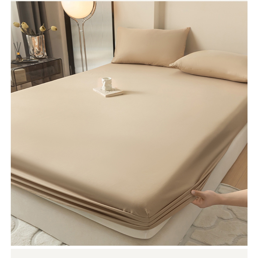ผ้าปูที่นอนสีพื้น5ฟุต เฉพาะผ้าปูที่นอน สฺูง12นิ้ว เนื้อนุ่มสบาย ระบายอากาศดี ยางยืดความยืดหยุ่นสูง 360 องศา ราคา ถูกที่สุด ดีลบีเคเค แกลเลอรีภาพที่ 6