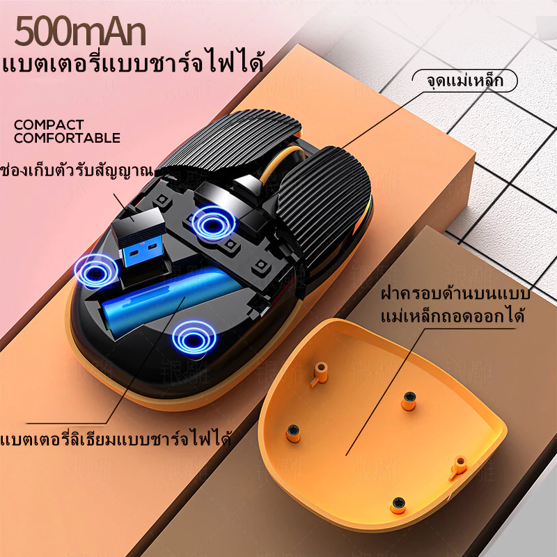 เมาส์ไร้สาย 2.4GHz บลูทูธ เมาส์เงียบขนาดเล็ก thumbnail 4