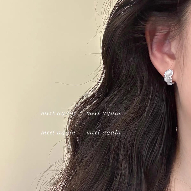 ( ต่างหูหนีบ ขดลวด ) ต่างหูเพชรสีเงิน ราคา ถูกที่สุด ดีลบีเคเค แกลเลอรีภาพที่ 8