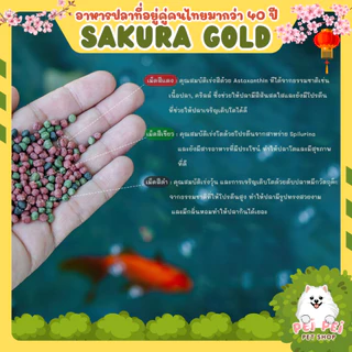 ⭐2 Kg.ฟรี 200g ในถุง ⭐สูตรใหม่!! อาหารปลาซากุระ Sakura Gold ขนาด 2000 กรัม