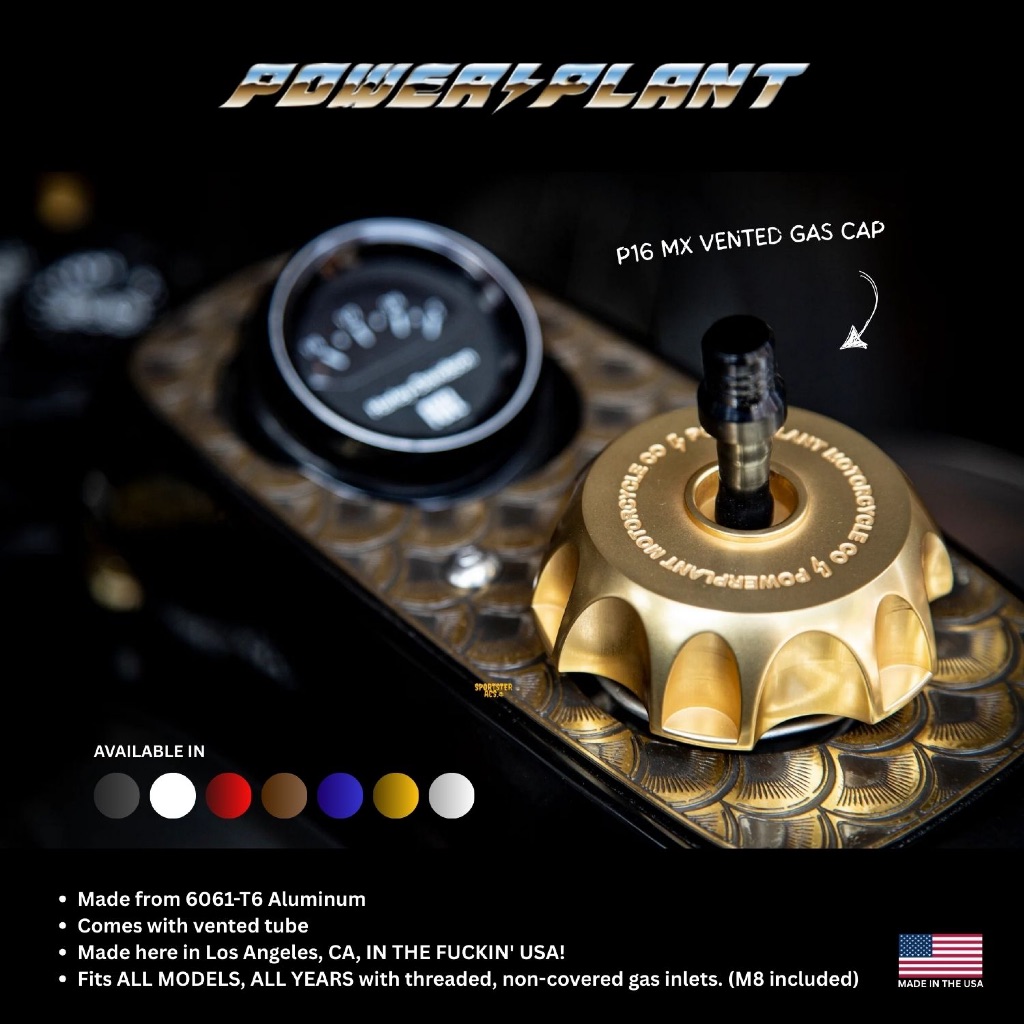 Power Plant P16 – MX Vented Gas Cap ฝาถังน้ำมันสำหรับ Harley Davidson ทุกรุ่น