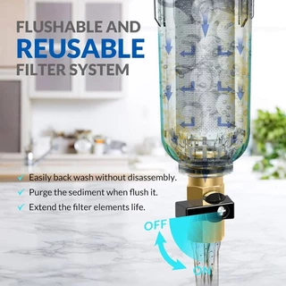 กรองน้ำ Pre-Filter Water ไส้กรองสแตนเลส ระบบกรองน้ำ เกลียวทองเหลือง 4หุน 6หุน ล้างในตัว ความละเอียด 40 ไมครอน กรองตะกอน