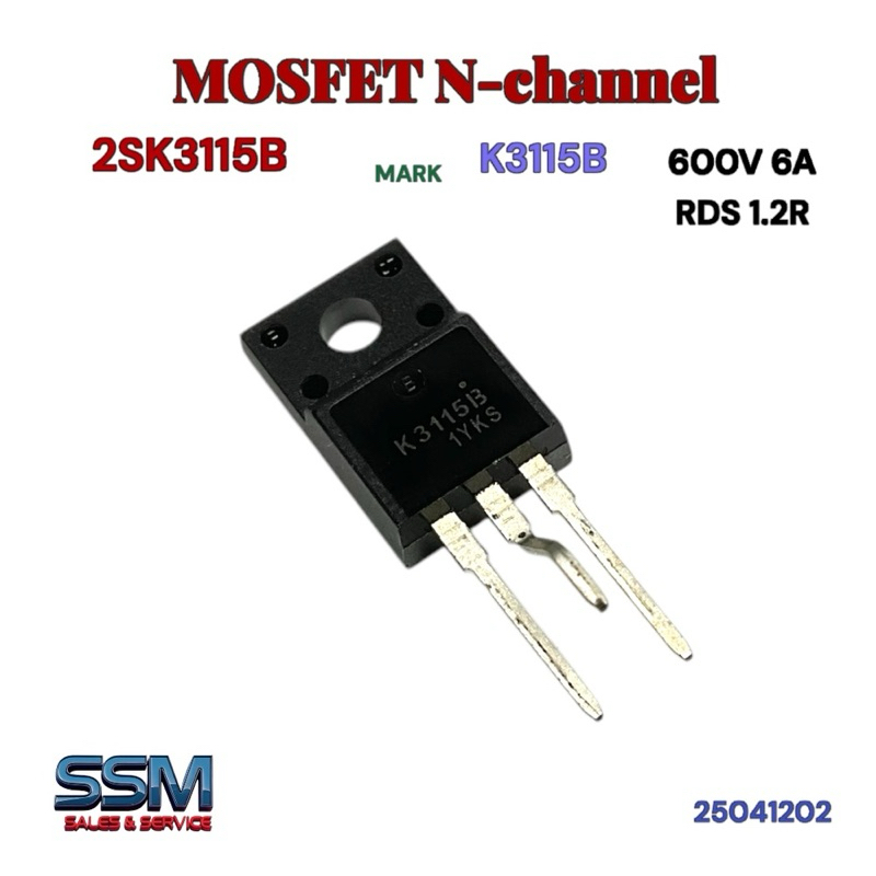 (1ชุด=5ตัว) 2SK3115B K3115B MOSFET N-Channel 600V 6A
