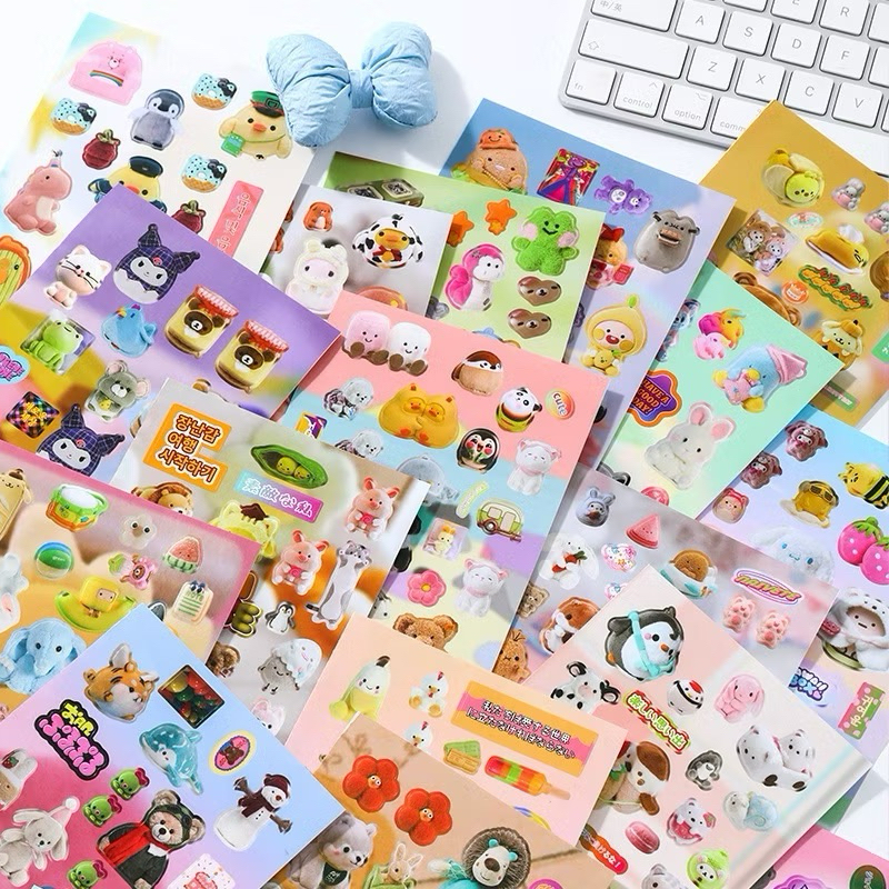 🍡✨พร้อมส่ง!สติ๊กเกอร์ตกแต่ง แพค4ชิ้น ลายการ์ตูนToy กันน้ำ สีพาสเทล คละลาย