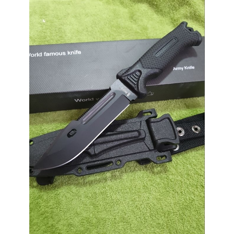 อุปกรณ์เดินป่า มีดเดินป่า BGOK รุ่น5238A พร้อมปลอกไฟเบอร์ พร้อมแท่งจุดไฟ พร้อมจัดส่ง (27cm)