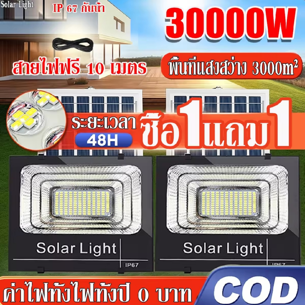 【รับประกัน30ปี】ไฟโซล่าเซลล์ กันน้ำกลางแจ้ง ป้องกันฟ้าผ่า Solar light สว่างอัตโนมัติเมื่อฟ้ามืด