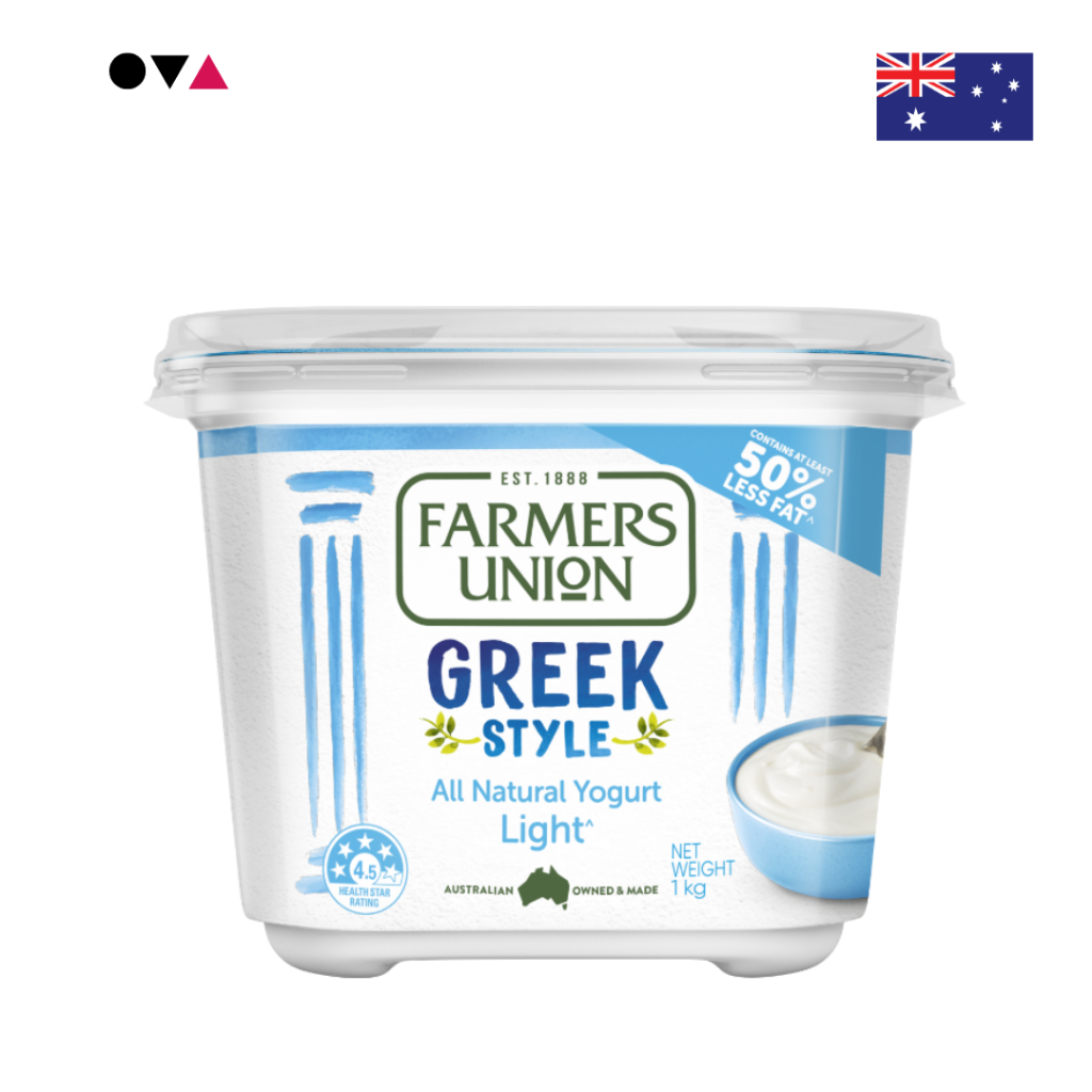 Farmers Union Greek Style Natural Yogurt Light 1KG โยเกิร์ตกรีกแท้ๆ ผลิตจากนมคุณภาพเยี่ยม ไขมันต่ำ