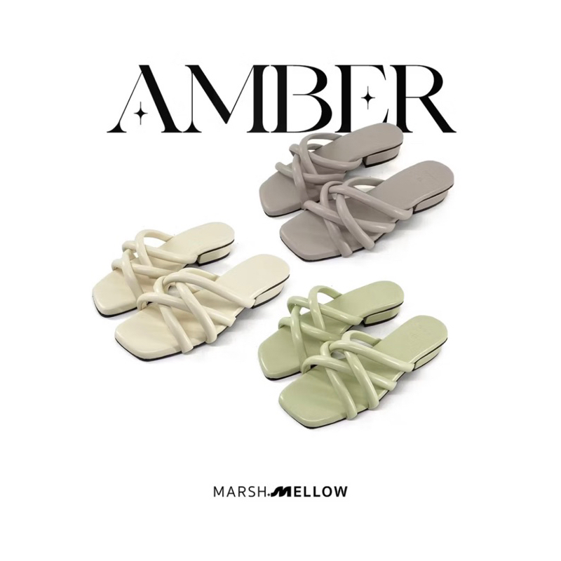 NEW | MARSHMELLOW รุ่น AMBER รองเท้าส้นสูง 1.5 นิ้ว สีขาว(blanc) โทนมินิมอล ออกงาน รองเท้าแตะนุ่ม เส