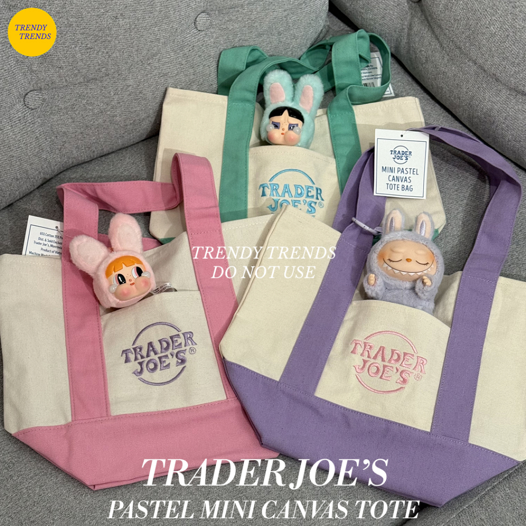 พร้อมส่ง Trader Joe's Mini Pastel Canvas Tote ของแท้ USA🇺🇸 กระเป๋าผ้าใบเล็กสีพาสเทล