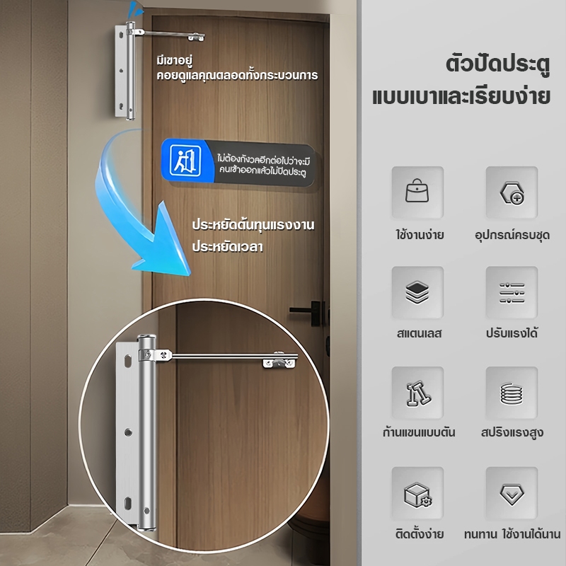 ที่ปิดประตูอัตโนมัติ ประตูแบบบานพับ ปิดประตูอัตโนมัติโดยไม่ใช้มือ ไร้เสียงรบกวน - รูปที่ 2