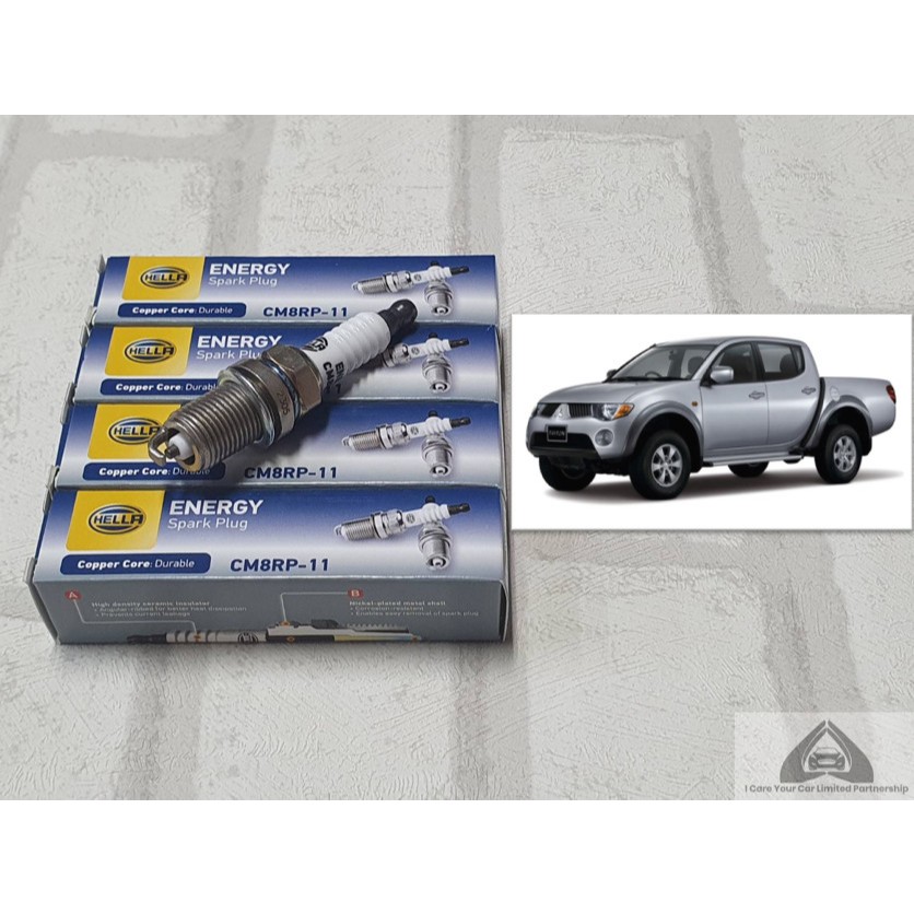 หัวเทียน Mitsubishi Triton ( 2005 - 2014 ) รุ่น 2.4 ขั้วนิคเกิ้ล ชุด 4 หัว : Hella CM8RP-11