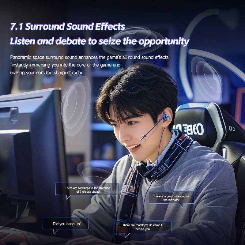 หูฟังเกมมิ่ง JWMOVE มีไมค์ ไมค์สามารถถอดแยกได้ สำหรับเล่นเกม เบสหนักๆ อินเอียร์ หูฟัง 3.5 มม / Type-C  ใช้ได้ทุกรุ่น