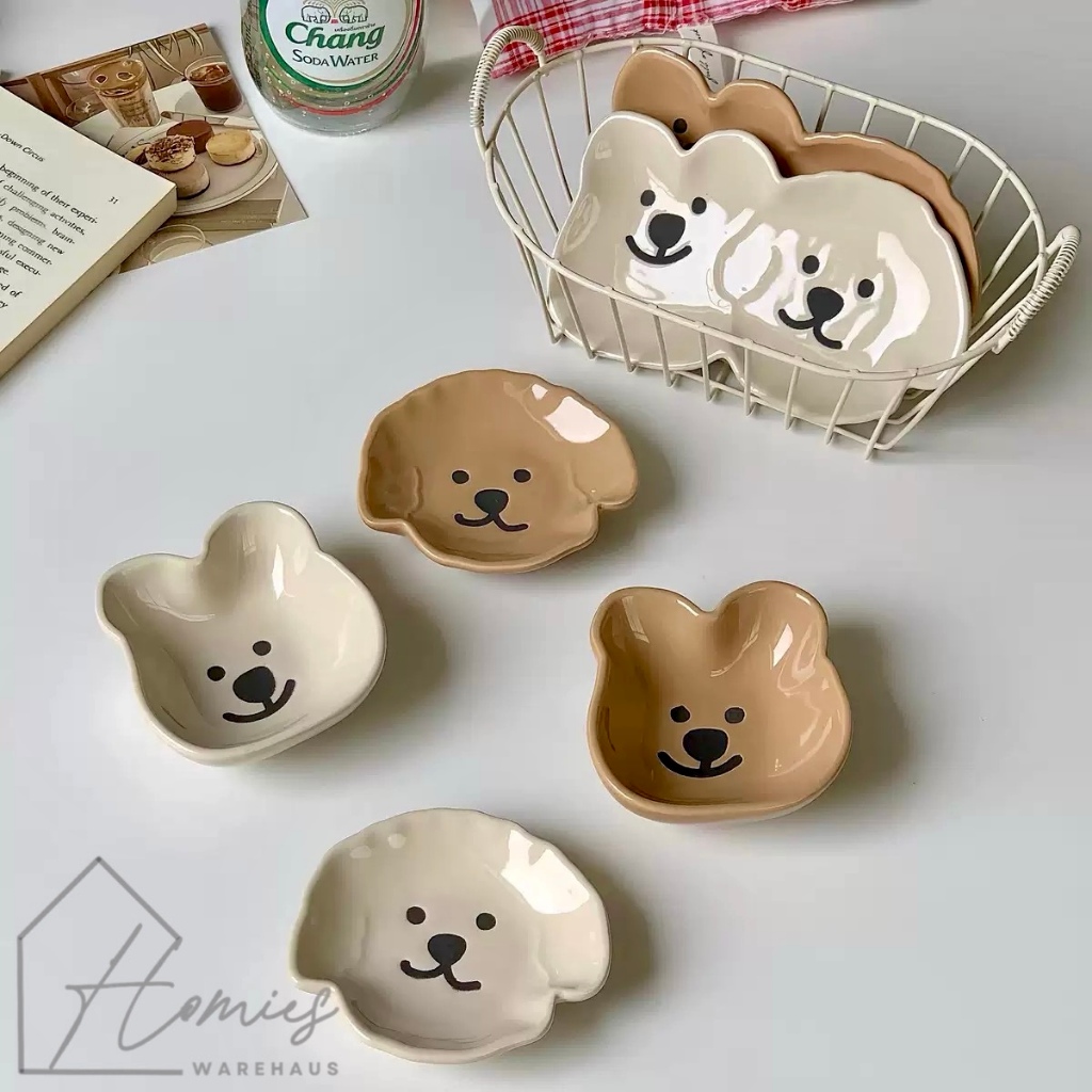 【พร้อมส่ง】🍽️ 🐻🐶 ถ้วยน้ำจิ้ม ลายหมา ลายหมี เซรามิกส์ น่ารัก สไตล์เกาหลี มินิมอล เข้าไมโครเวฟได้ ถ้วยอเนกประสงค์