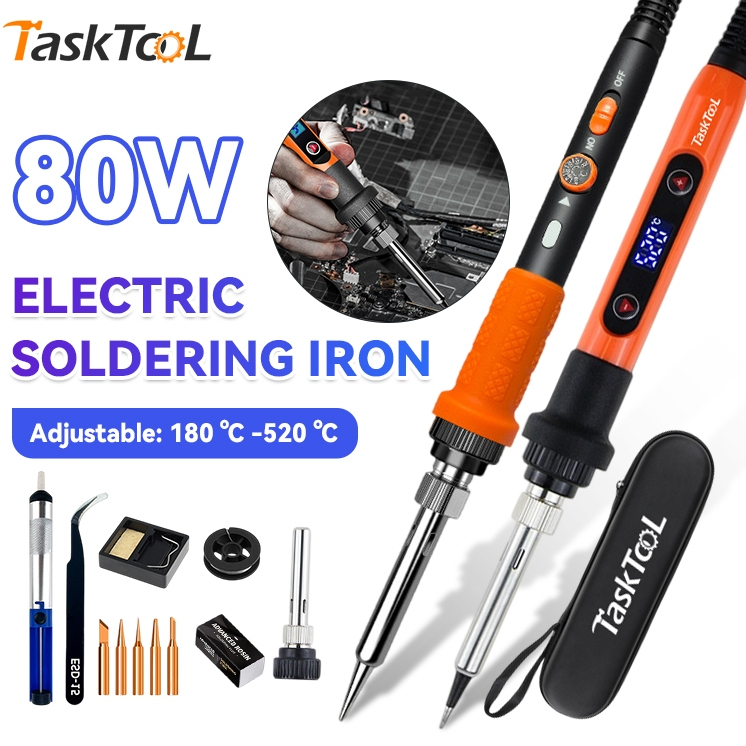 TASKTOOL หัวแร้งบัดกรี 80W ปรับอุณหภูมิได้ จอแอลซีดีหัวแร้งไฟฟ้า electric soldering iron ปั๊มเครื่อง