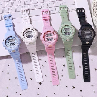 🔥ส่งจากไทย🔥นาฬิกาสปอร์ตนักเรียนกันน้ำสีมาการองสไตล์เกาหลีสําหรับผู้ชายและผู้หญิง