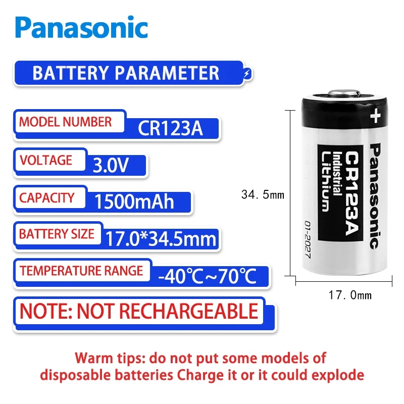 พร้อมส่ง แบตเตอรี่ ถ่าน Panasonic CR123A CR123 CR2 ถ่านกล้องถ่ายรูป แบตเตอรี่ลิเธียม 3V Lithium Li-ion Battery - รูปที่ 6