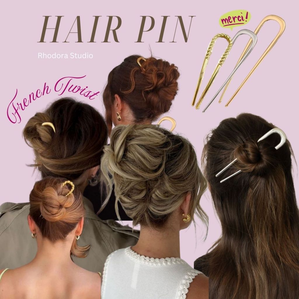 🥐พร้อมส่ง🥐 ปิ่นทำผมสไตล์ฝรั่งเศส 🍇 French Hair Pin ปิ่นปักผม รวบผมทรงตัว U 🍷French Twist Hairstyle
