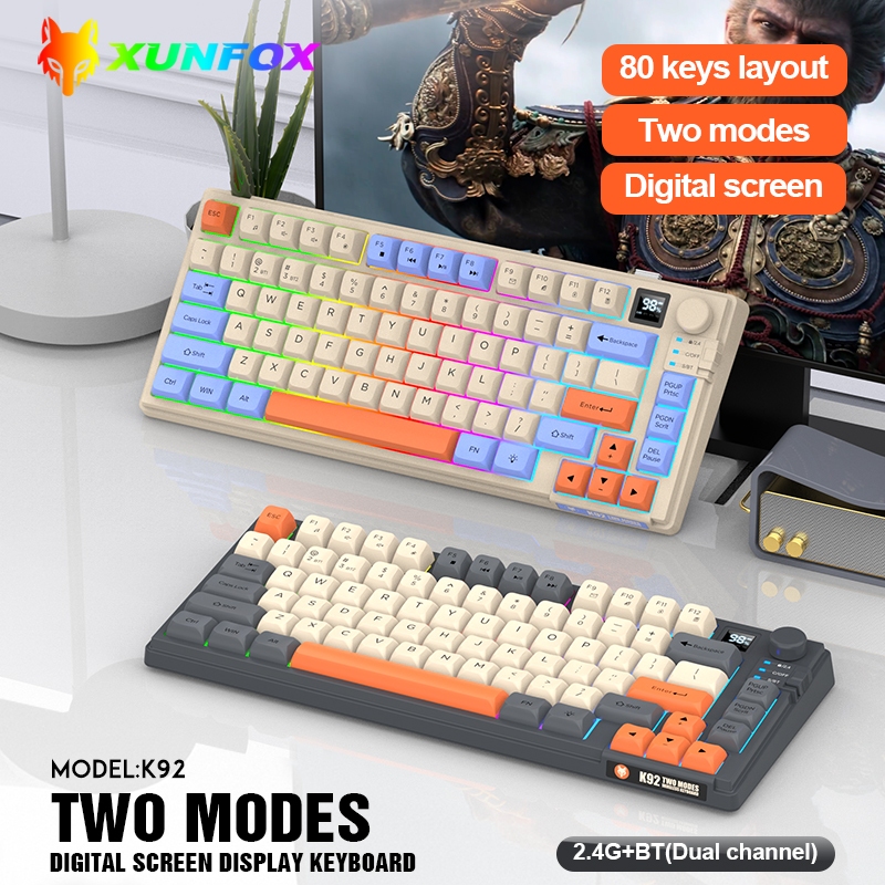 XUNFOX K92 ชุดอุปกรณ์คีย์บอร์ดไร้สาย เมาส์ไร้สายดำบลูทูธ 2.4G โหมด 2 wireless keyboard mouse combo P